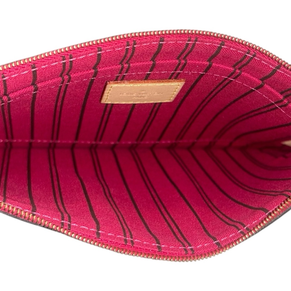 Louis Vuitton Monogram Neverfull Pochette Canvas & Leather Pouch Wristlet Clutch - Picture 4 of 4